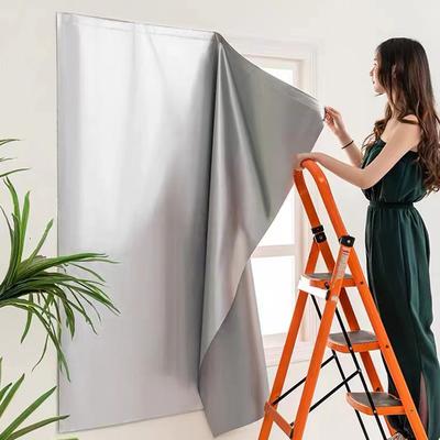 Easy Install Sunshade Curtains Simple Self-Adhesive Shading Sunshade Curtain Punch Free Double Sided Silver Insulated Anti-UV