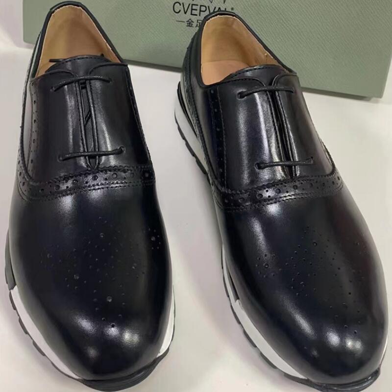 

Новая мужская ретро кожаная обувь повседневная одинарная обувь Буллок модная обувь мужская одинарная обувь a30 47 чёрный