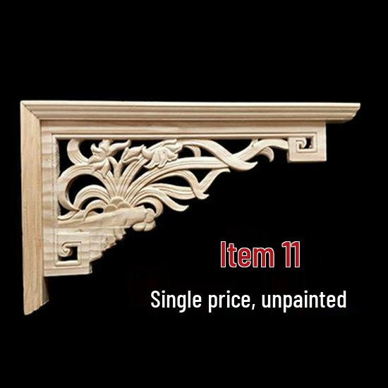 Double-Sided Carved Solid Wood Lintel: New Chinese Antique Corner Decoration for Background Walls