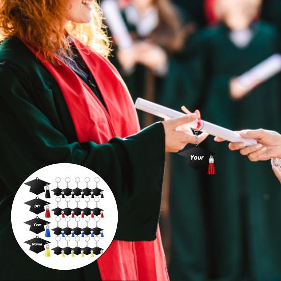 

24-Piece Class of 2023 Graduation Keychains Key Rings Tassel Grad Hat Pendant Add Charm to Your Grad Party!