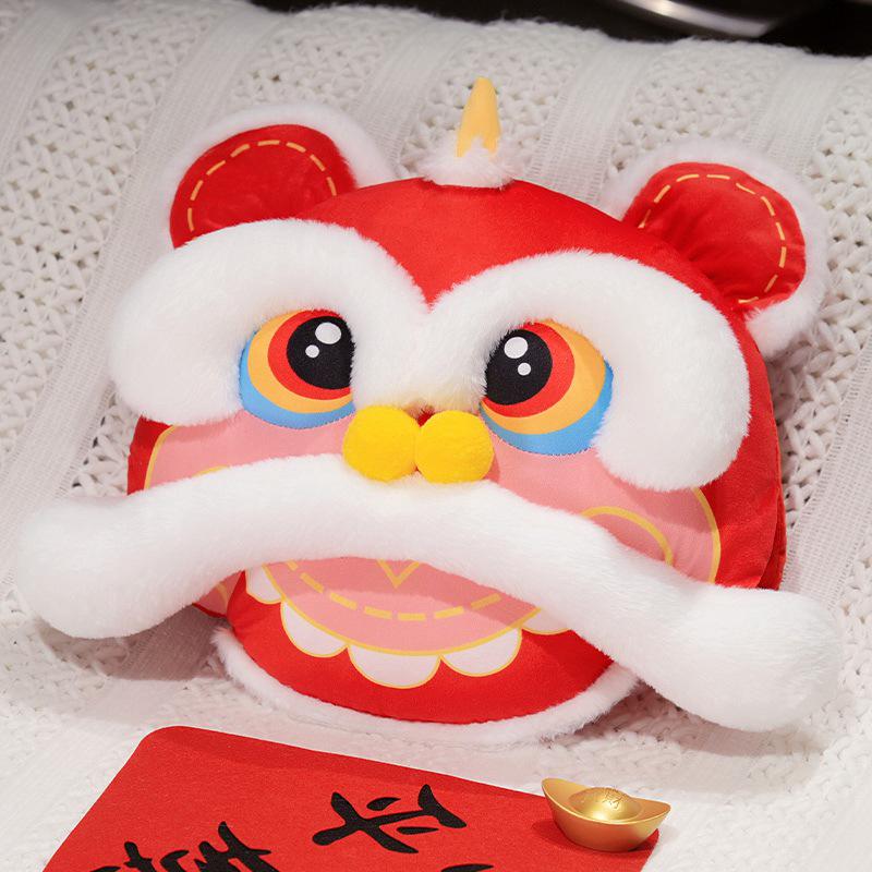 

2025 Год Змеи Лев и Змея Грелка для рук Плюшевый талисман - Китайский стиль Корпоративный подарок 40x35cm
