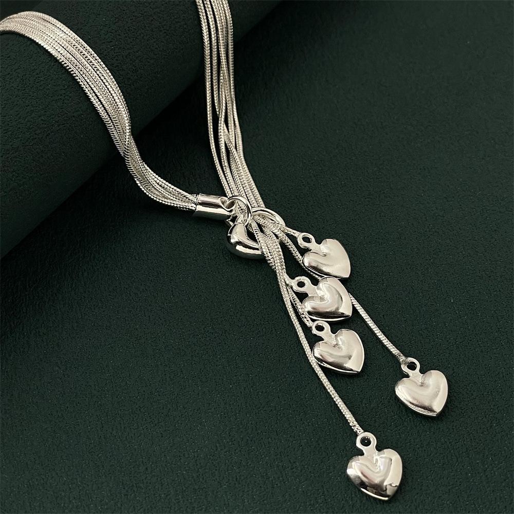925 Silver-Plated Tai Chi Snake Bone Necklace, Korean Style, 46CM, In Stock, Popular Design