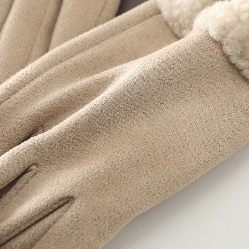 Full Finger Women Suede Gloves Fleece Cycling Mittens Fashion Winter Women's Gloves Mom
