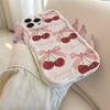 Cute Red Cherry Butterfly 3D Wave Phone Case for iPhone 17 Air 16 15 14 Plus 13 12 11 Pro Max 16E XR XS X 7 8 Silicone Cover