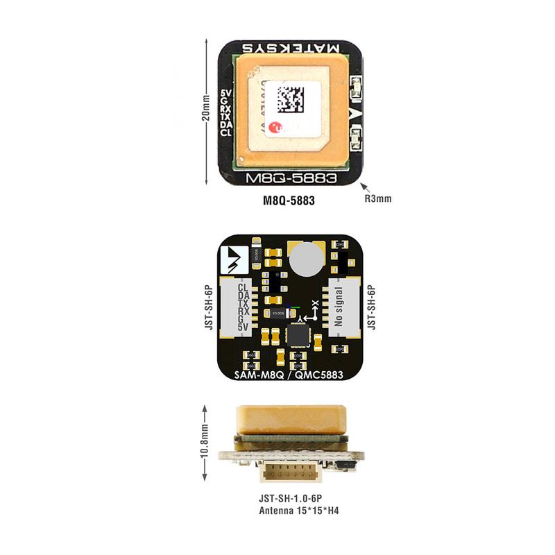 MATEK Mateksys GNSS ve Pusula M10Q-5883 72 Kanallı GPS Modülü Manyetik Pusula QMC5883L FPV Freestyle Uzun Menzilli Drone'lar için