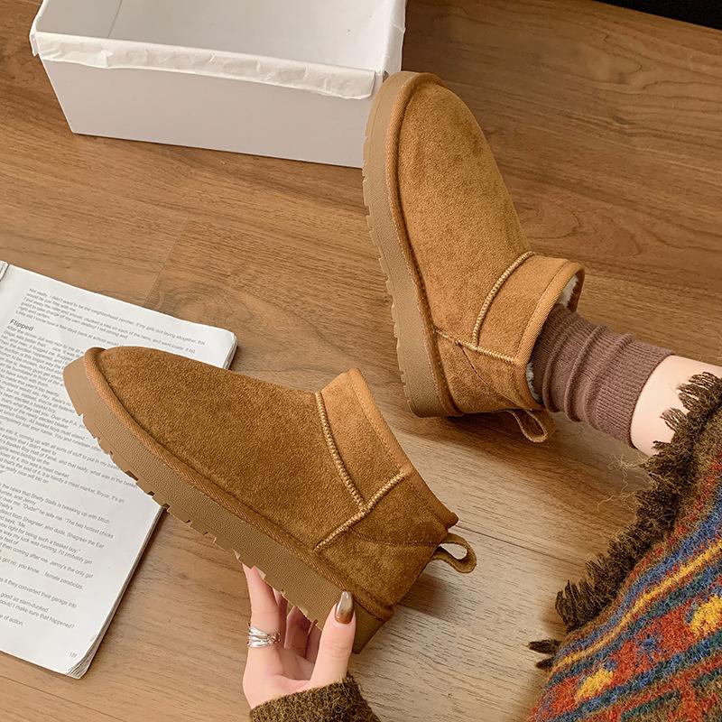 Large Size Flat Snow Boots Women's Winter New Velvet Warm Cotton Shoes Versatile Casual Outdoor Boots