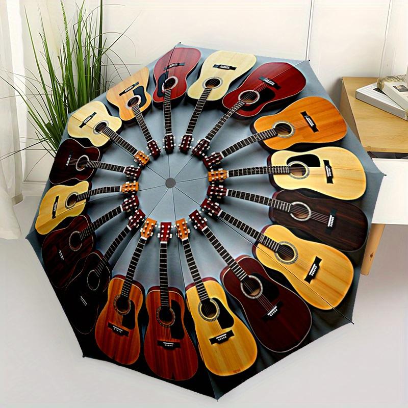 

Guitar Circle Pattern A folding umbrella with 8 iron ribs, plastic handle, and automatic opening and closing. Portable and windproof, suitab