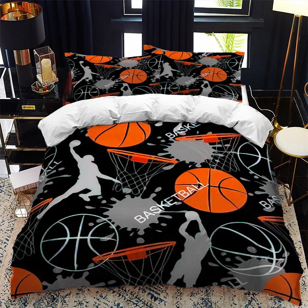 Kids Basketball Duvet Cover Set 3D King Queen Size Cool Sport Theme For Kids Children Teens Ball Gaming Polyester Bedding Set