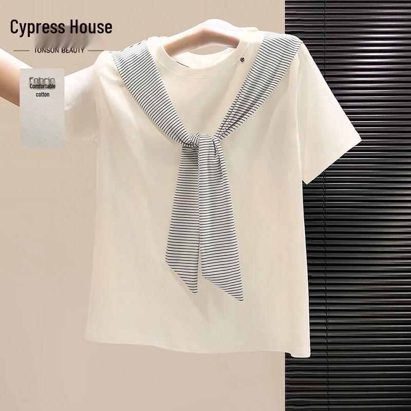 Women s Loose Fit Round Neck Striped T-Shirt L