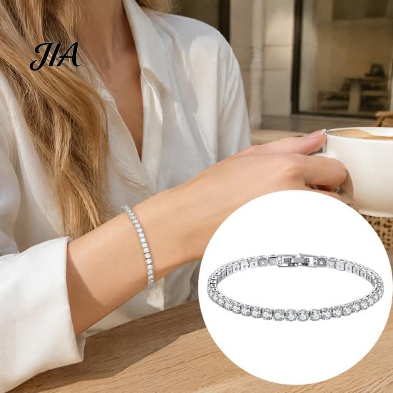 Birthday Present for Her Faux Crystal Bracelet Women, Silver/Golden Rhinestone Bangle Bracelet, Sparkling Adjustable Alloy Wrist Jewelry Plated Cubic