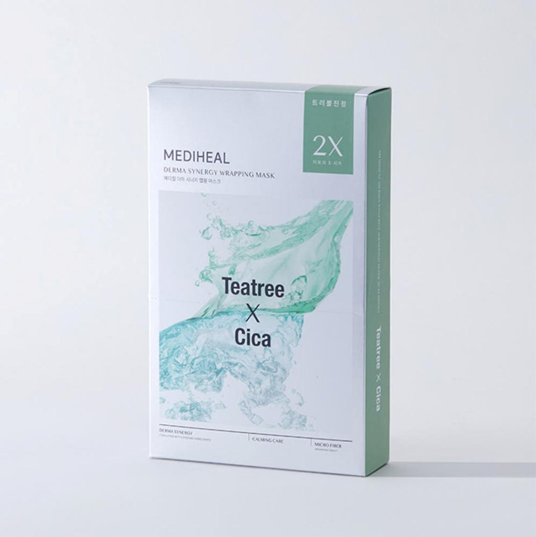 MEDIHEAL Derma Synergy Wrapping Mask Tea Tree Cica Soothing & Hydrating Sheet Mask 10 Sheets 1 Box (10 Sheets)