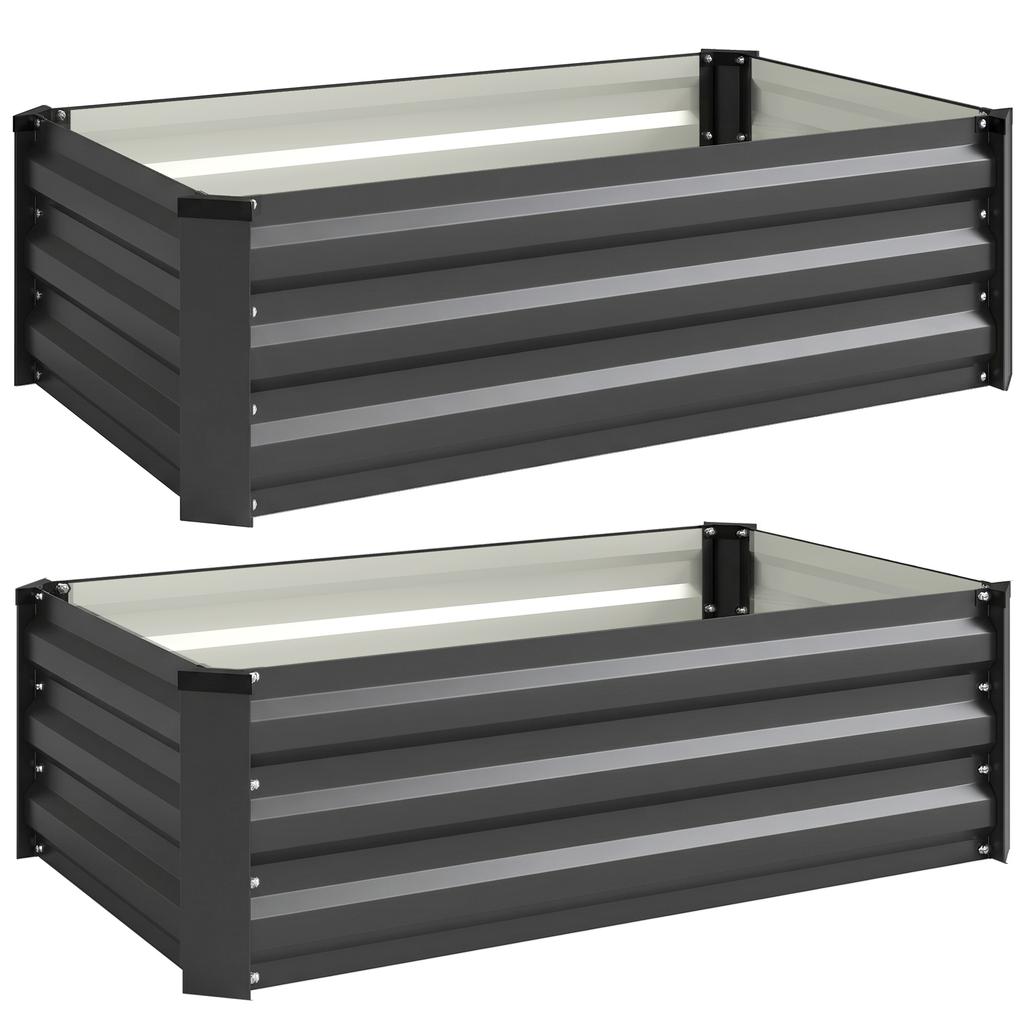 Raised garden bed, herb garden, weatherproof, open bottom, 100 x 60 x 30 cm, dark gray
