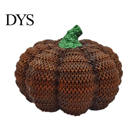 Festive Desk Display Items Handmade Resin Pumpkin Figurine Halloween Decor, Simulated Knit Tabletop Statue, Cute Table Centerpieces Mini Fall Holiday