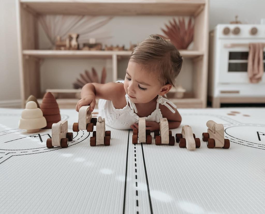 Ofie Soft Baby Play Reversible by Little Bot Baby Road Nordic Mat, Mat, & Non-toxic (Country + Stripe, Large)