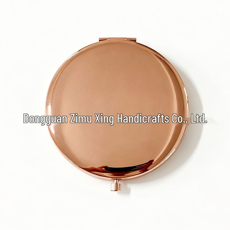 Engraved Double-Sided Portable Makeup Mirror - Metal Folding Design