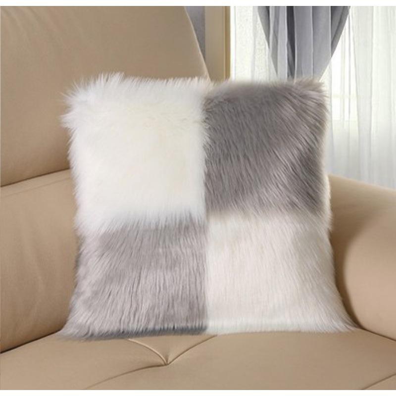 Nordic Minimalist Faux Wool Plush Throw Pillow Cover