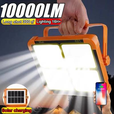 10000LM Solar Rechargeable Camping Lantern High Power Bank LED Tent Light  Powerful Magnet Flashlight Repair Emergency Lamp