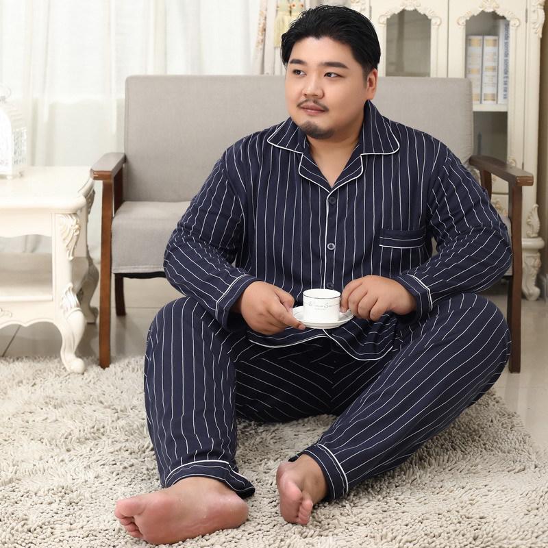 

Чоловічий бавовняний піжамний комплект Meijiyun з лацканами, 5XL - Осінньо-зимовий з довгими рукавами для великих розмірів 4XL (210-240 lbs)