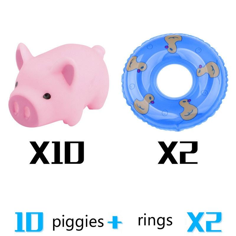 Squeeze Pink Piggy with Swimming Ring Children Bathing Playing Water Toys Sound Pressure Plastic Toys