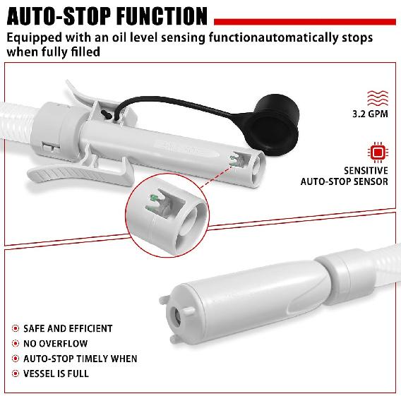 Automatic Fuel Transfer Pump With Auto-Stop, 3.2 GPM Fuel Transfer Pump Battery Powered, 51'' Extra Long Hose, 4 Can Adapters, Portable Fuel Pump