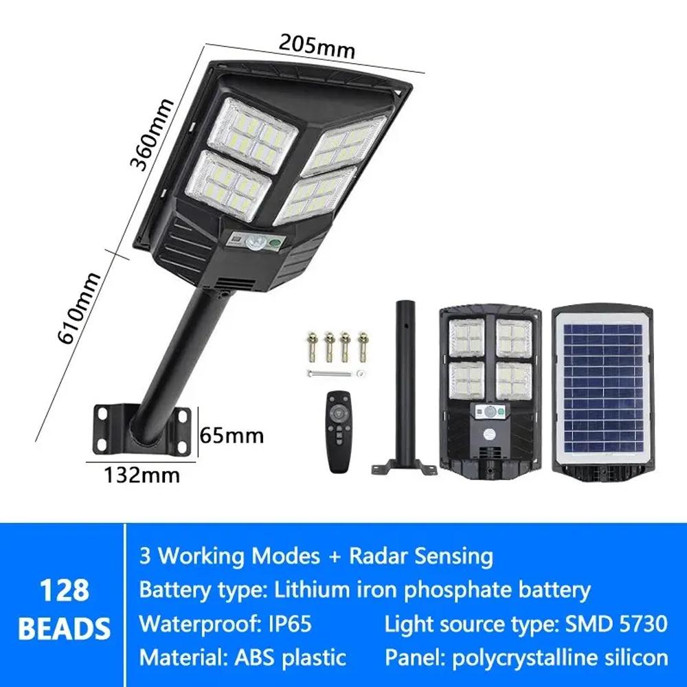 Modern Solar Powered Motion Sensor Street Light Outdoor IP65 Waterproof Floodlight with Remote Control for Garden Yard Garage Parking Lot