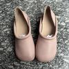 Johnature Chaussures plates vintage faites à la main en cuir véritable, chaussures confortables à semelle souple, couleur unie, à enfiler