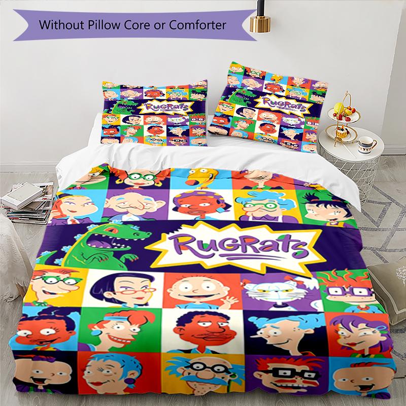 3pcs Rugrats in paris1 Design Cover Set - HD Printed Bedding with 1 Cover and 2 Pillowcases - Perfect for Home and Dorm Decor