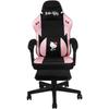 Gaming Office Chair - KONIX - Hello Kitty - 150° Seat Recline - Fabric Upholstery - Cushion - Footrest - Black and Pink