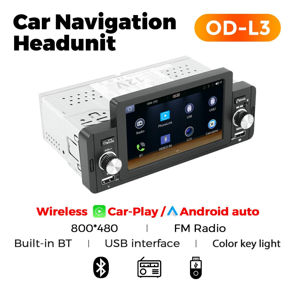 1Din 5inch Touch Screen Car Radio Multimedia Player Carplay Android Auto Display Navigation Mirrorlink  MP5 Rear View Camera