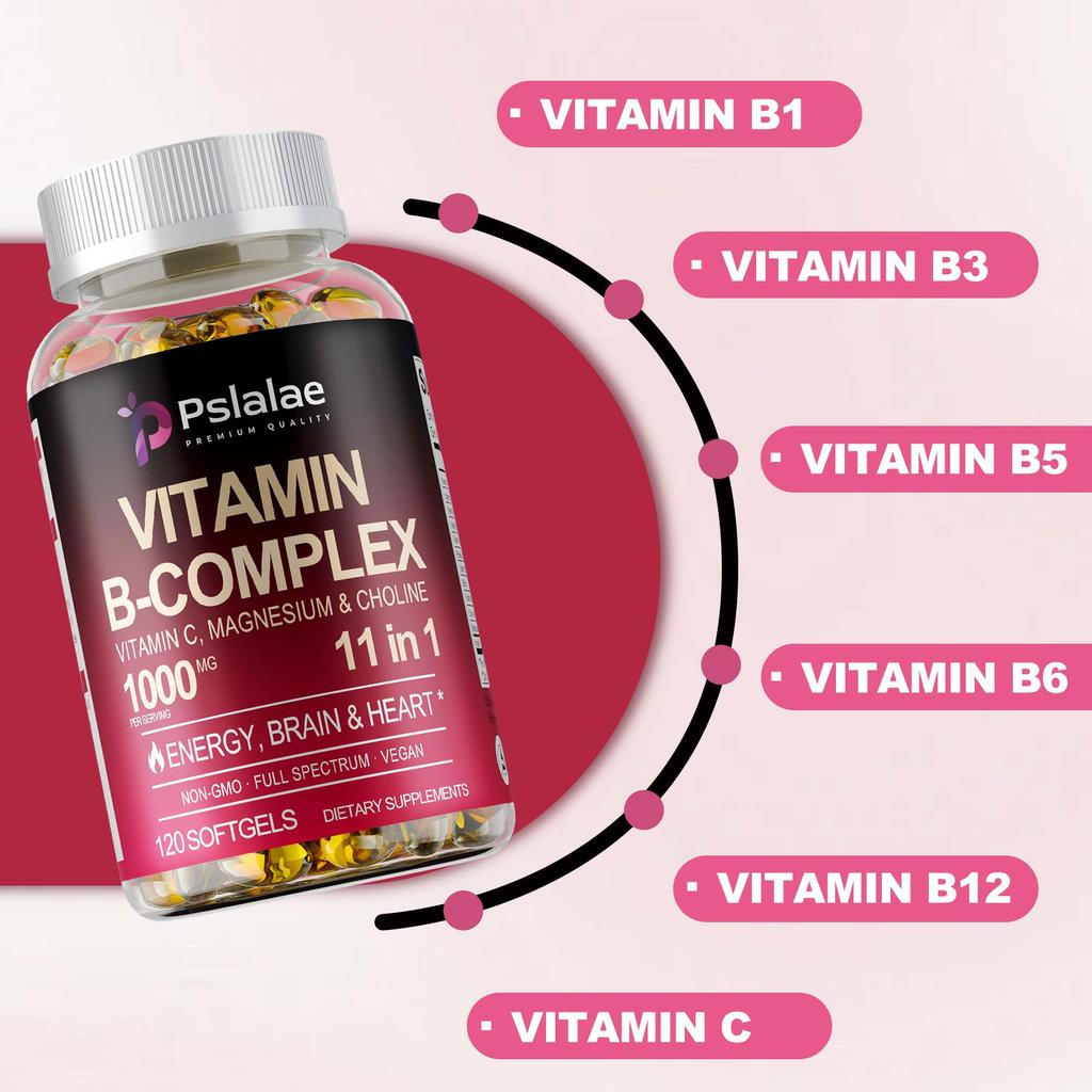 Complex B Vitamin Capsules, Containing Vitamin B1, Vitamin B2, Biotin, High-potency Formula, Suitable for Adults.
