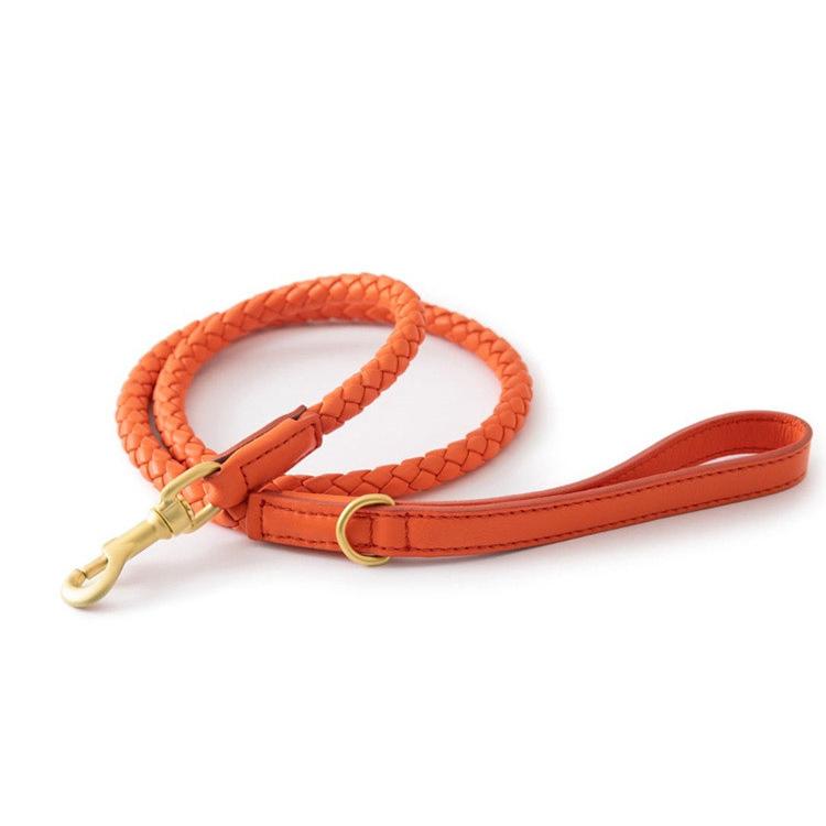 2024 Purespet Various Color Braided PU Leather Animal Pattern Dog Leash with Fur Trim