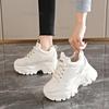 Chunky Sole Platform Sneakers Women's Lace-Up Thick Bottom Vulcanzied Shoes Female Pu Leather Non-Slip Sports Shoes Woman