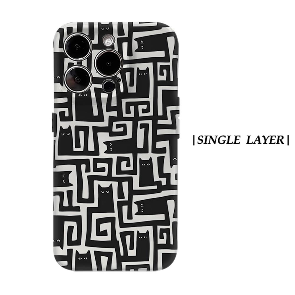 

Maze Black Cat Phone Case for IPhone 17AIR 16E 16 15 14 13 12 11 17 Pro Max Plus Double-layer Back Cover IPHONE17PROMAX
