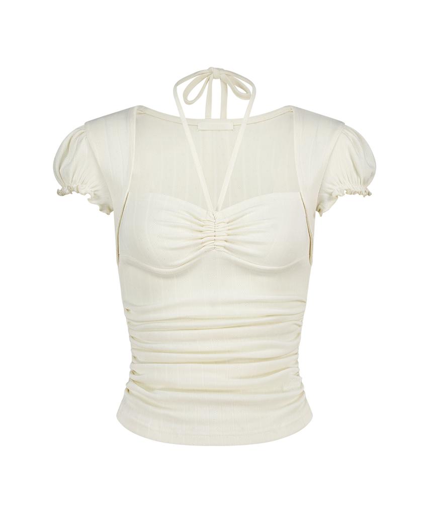 ILLIGO Shirred Halter Top Ivory