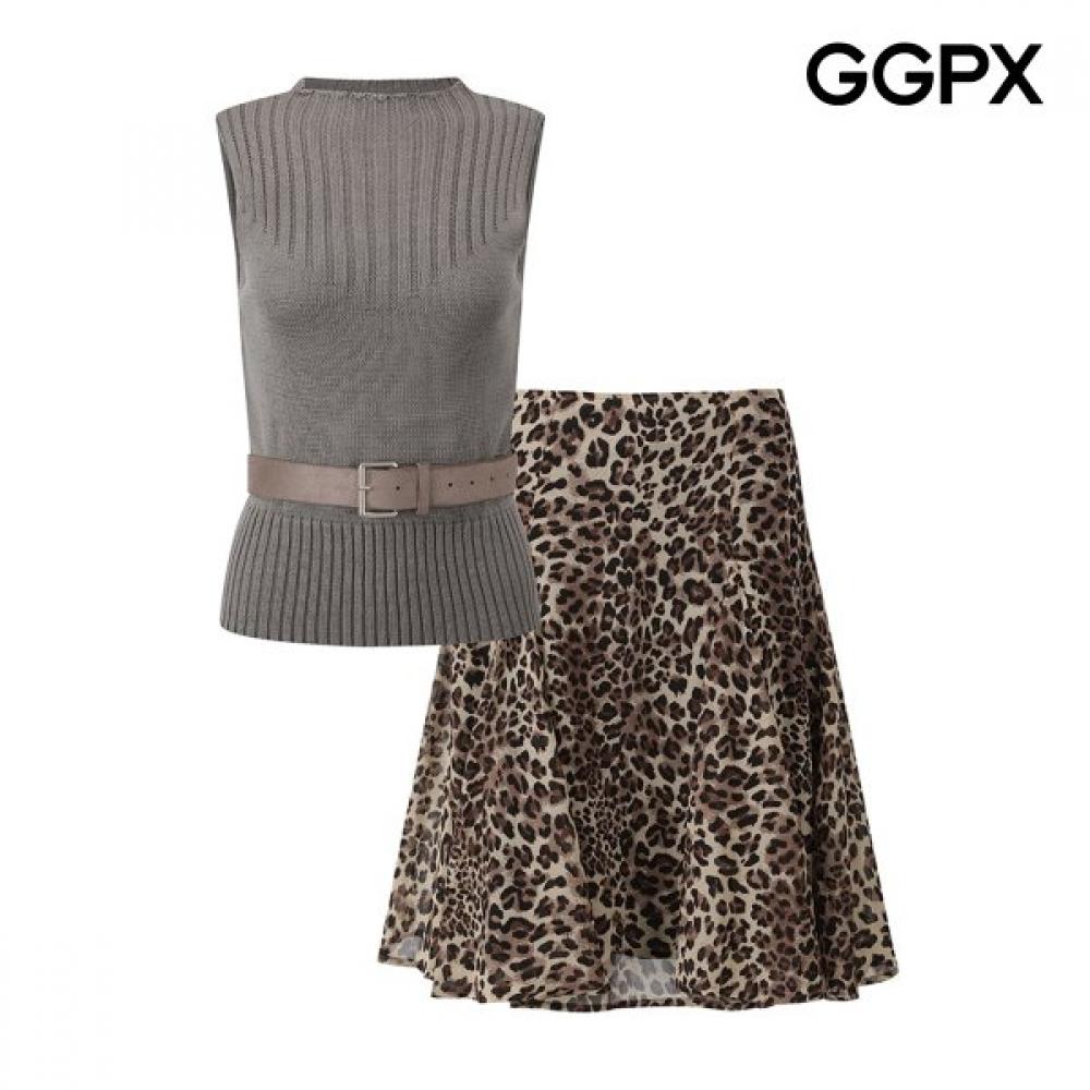 Ggpx New York Sleeveless Knit Leopard Skirt Gq6st001f Grey/S