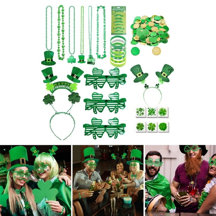 Patricks Day Irish Festival Body Sticker Bracelet Necklace Carnival Custume Set
