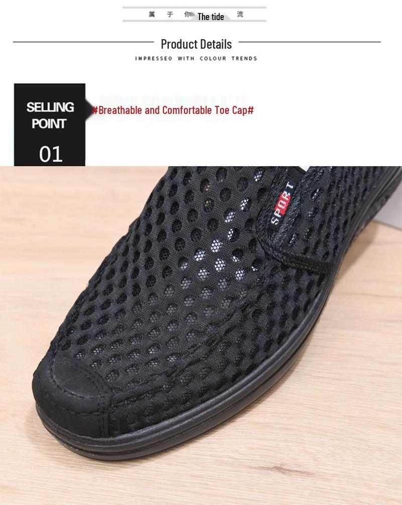Atmungsaktive Mesh-Sandalen für Herren im Sommer für mittlere und ältere Menschen - Rutschfest, Geschlossene Zehenpartie, Freizeit-Schuhwerk