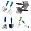 2Pcs Stainless Steel Drywall Corner Trowel with Soft Grip Handle Interior Exterior Corner Blades Ergonomic Anti-Slip Rubber Handle Masonry Corner Tool