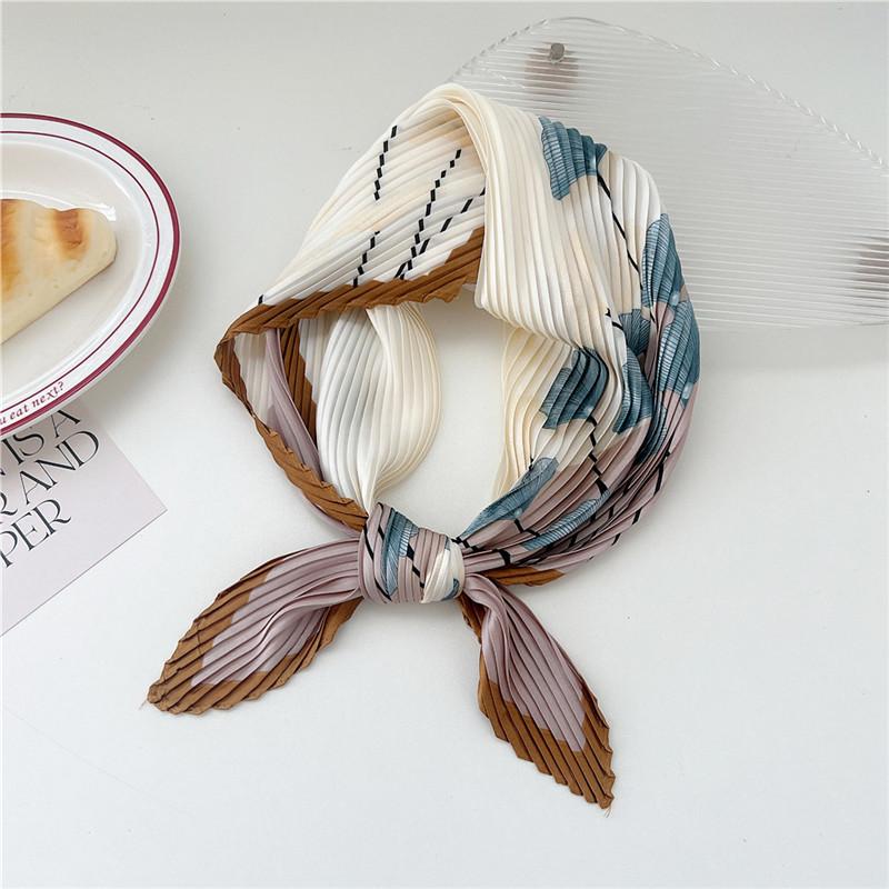 70cm Crumpled Scarf Kerchief Print Square Scarves Women DIY Hair Band Ribbon Headscarf Bandanas Headband Neck Wraps Neckerchief