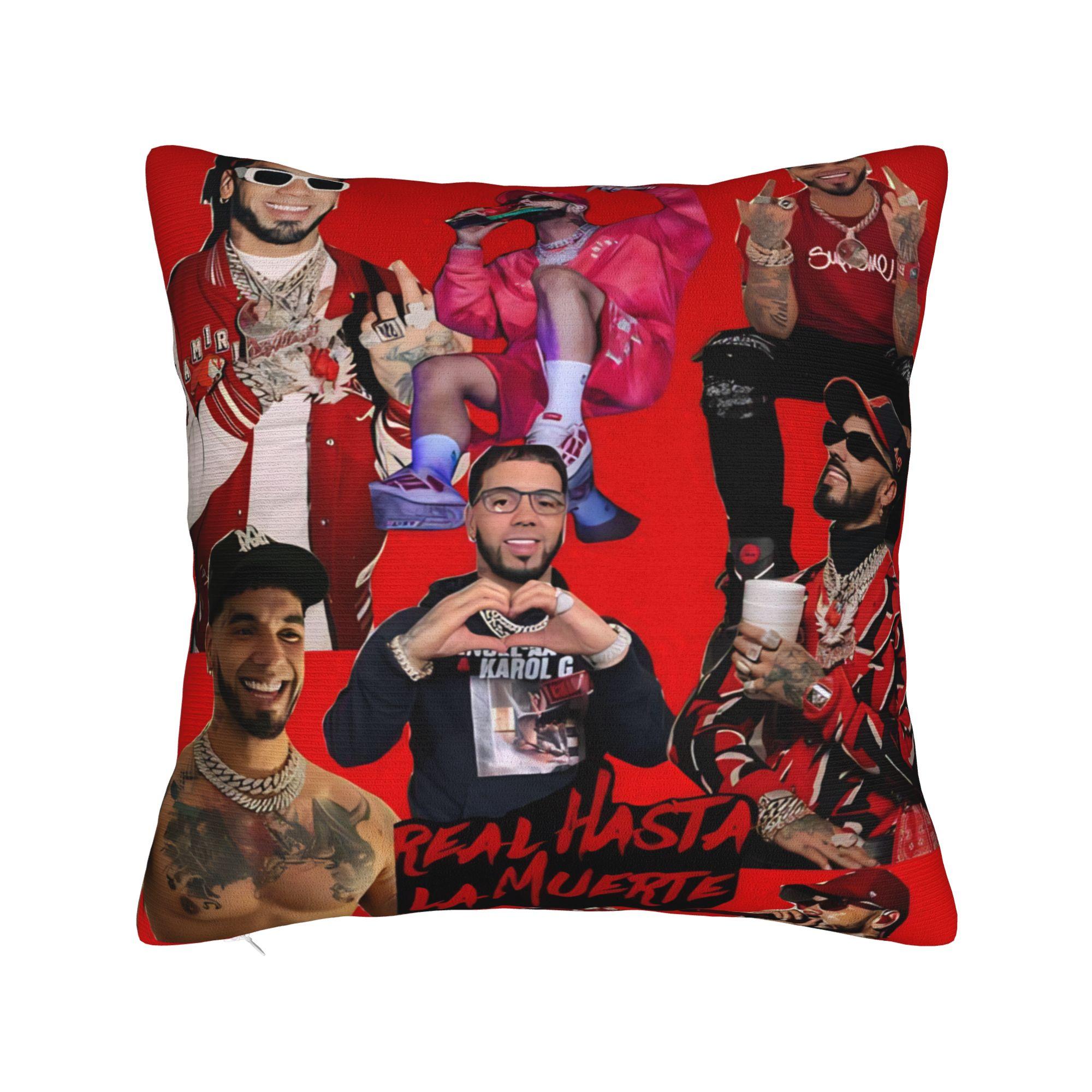 Decorative Pillowcase Anuel AA  Rapper Singer Merch Home  Throw Pillow Case Cover Zipper Multi Size 12x12Inch