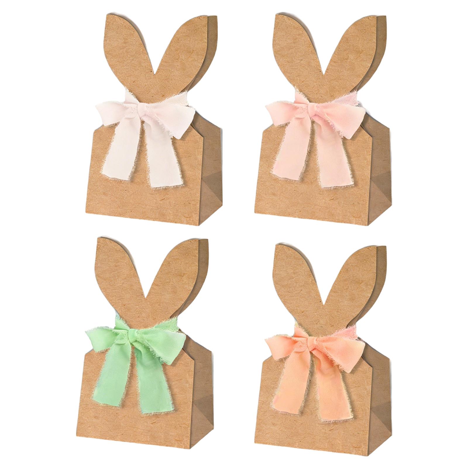 

12Pcs Bunnies Birthday Treat Bags with Bow Ribbon Bunny Party Favor Bags for Easter Birthday Wedding Parties Supplies Craft 6.69x3.94in коричневый
