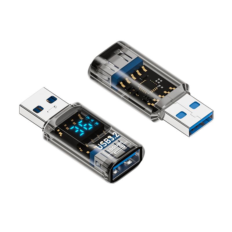 36W 3A Qc Charging Adapter With Digital Display Voltage Current Power Meters Usb 3.2 10Gbps Otg Usb A Male To C Pd 60W Charger