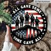 2D Flat, 1pc 7.87x7.87in Round Aluminum Sign, "All Gave Some Some Gave All" Veteran Memorial Plaque, US Flag Soldier Silhouette Design, Metal Wall