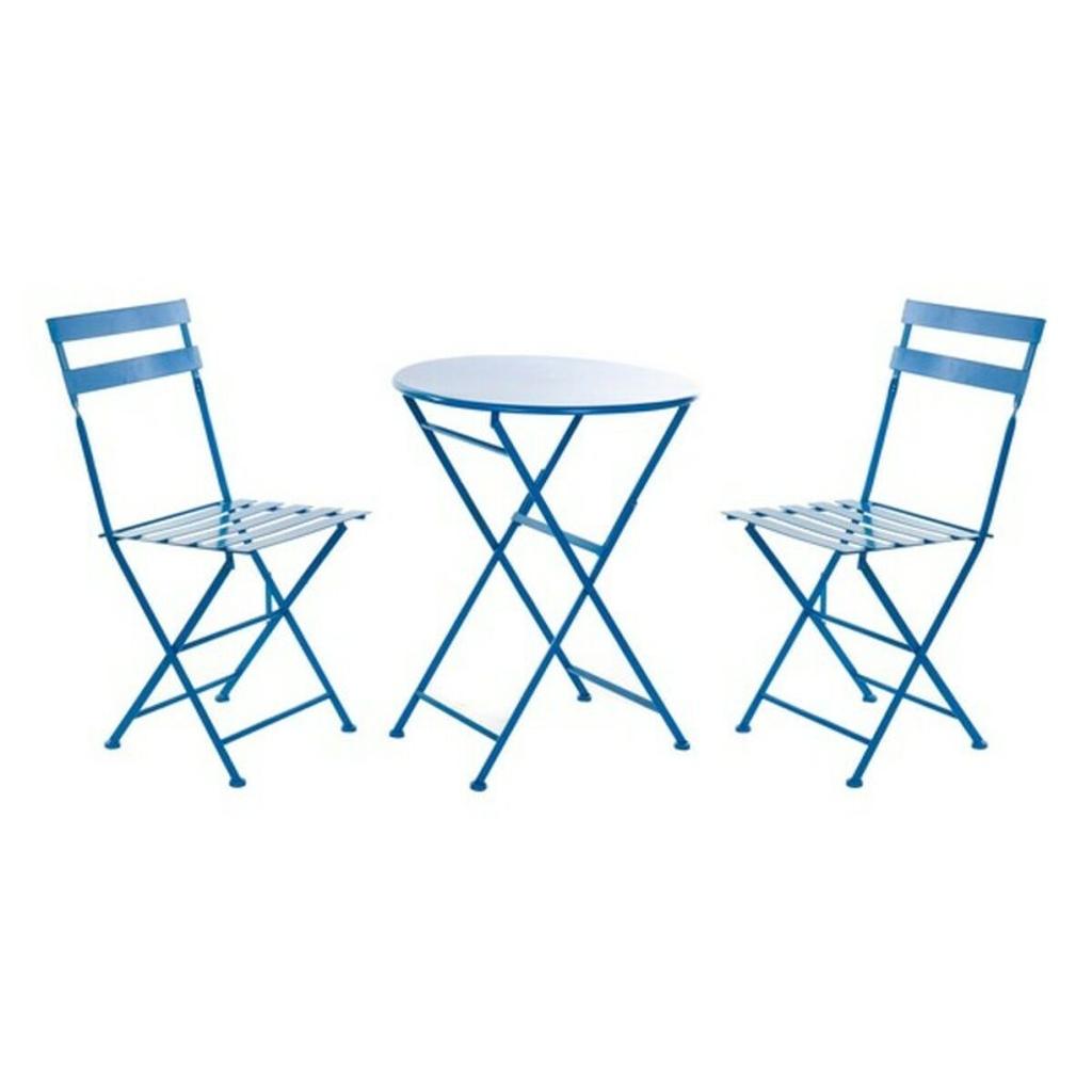 Table + 2 Chairs Set DKD Home Decor Blue Metal (3 Pcs)
