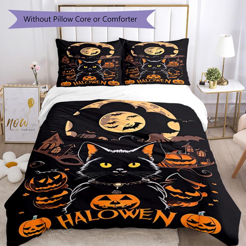 Halloween Bedding Set Breathable Duvet Cover with Pillowcases Decorative Bed Linen for Bedroom Home Decoration Birthday Gift