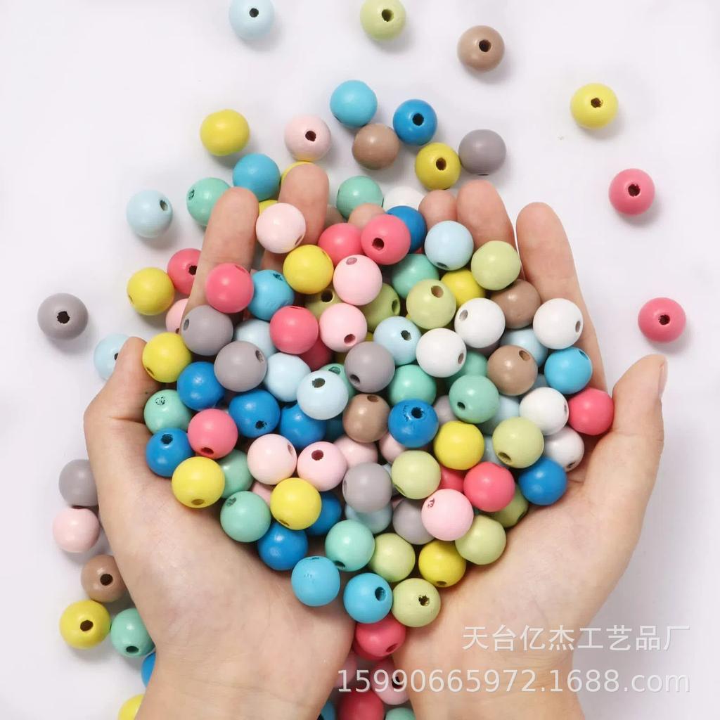 DIY Beech Wood Round Beads - Candy & Macaron Colors Jewelry Accessories