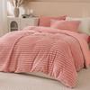 Winter Thick Warm Luxury Solid Striped Milk Fleece Bedding Set