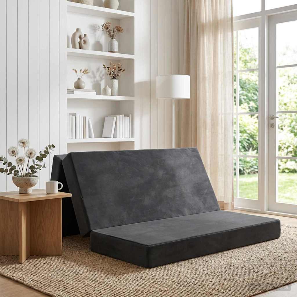 Folding Sofa Bed 120 x 67 x 45 cm Dark Grey