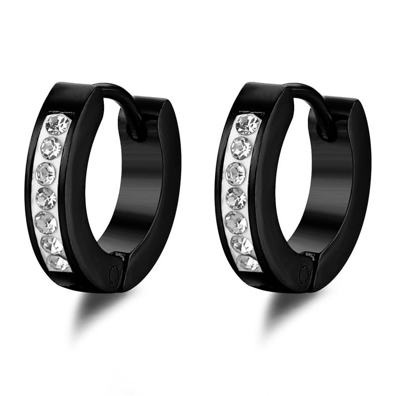 1/9 Pairs Unisex Punk Stainless Steel Crystal Cubic Zirconia Round Huggie Hoop Earrings for Men Women Daily Party Wear Jewelry