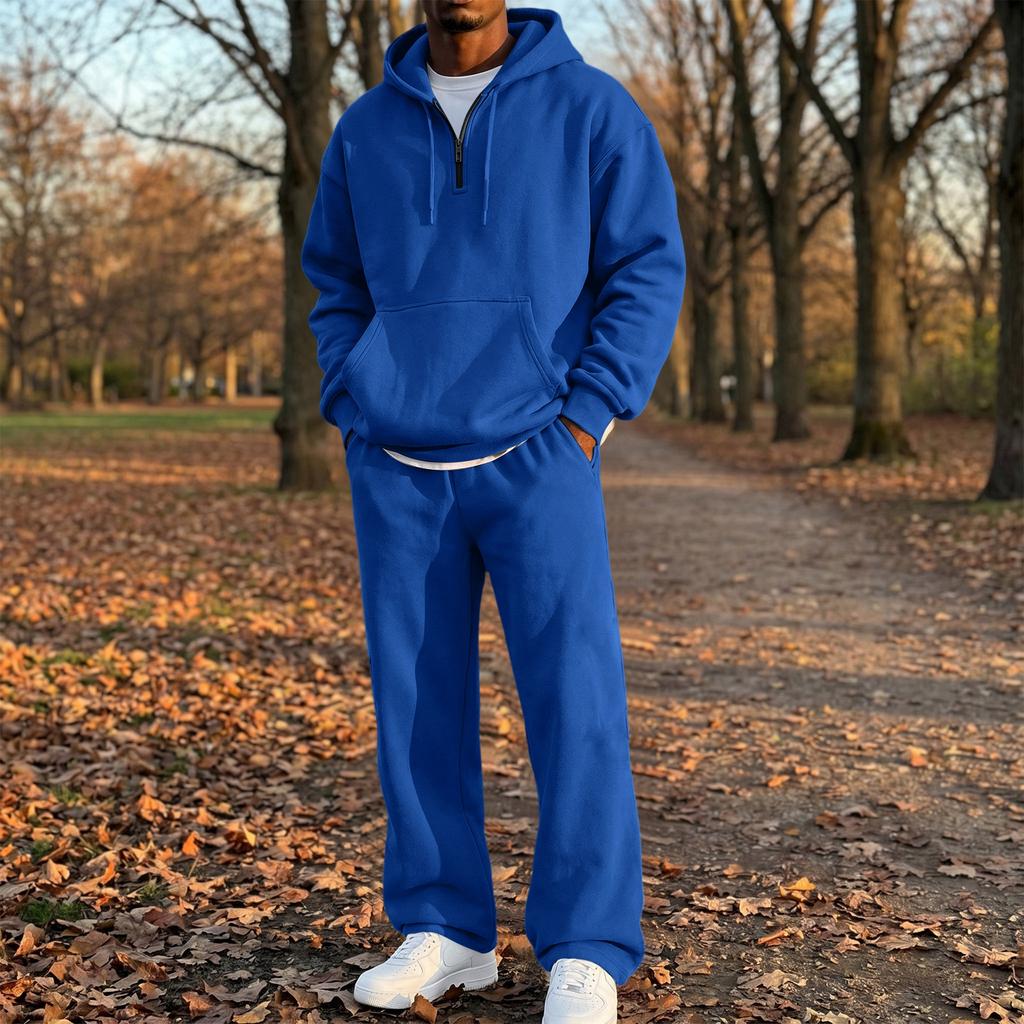 Herren 2-teiliges Set: Reißverschluss-Kapuzenpullover und Jogginghose mit elastischem Bund für Outdoor-Sport und Freizeit